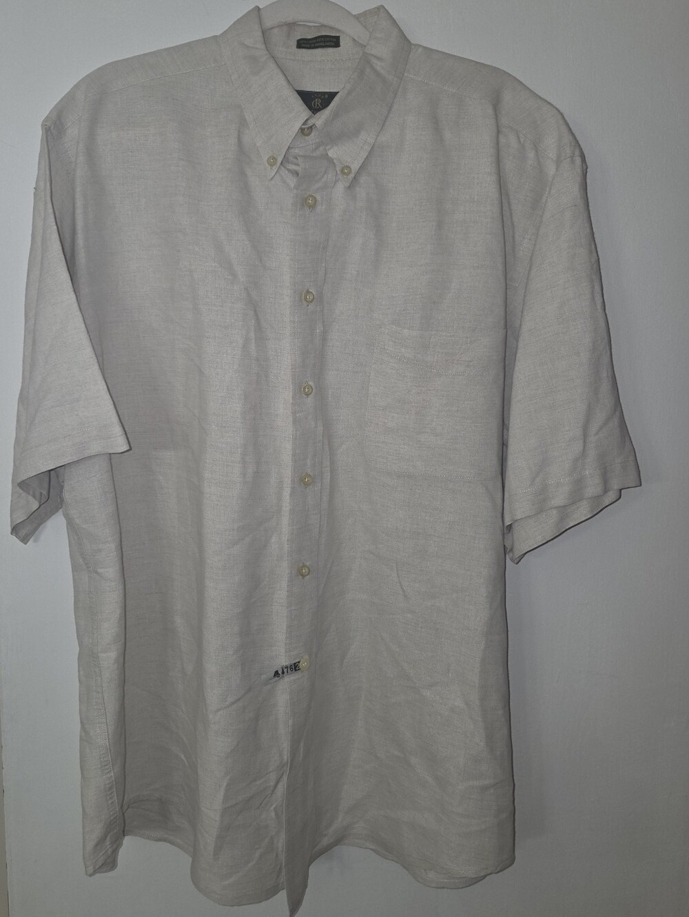 Men's Linen/Cotton Short Sleeve Button-Down Shirt XL (Macy's Club Room)